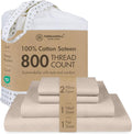 Threadmill Queen Sheet Set for Queen Mattresses | 800 Thread Count Jacquard Celine Light Beige | Better Than Egyptian Cotton | 4 Pc Bed Sheets | Elasticized Deep Pocket | 100% Cotton Queen Sheets