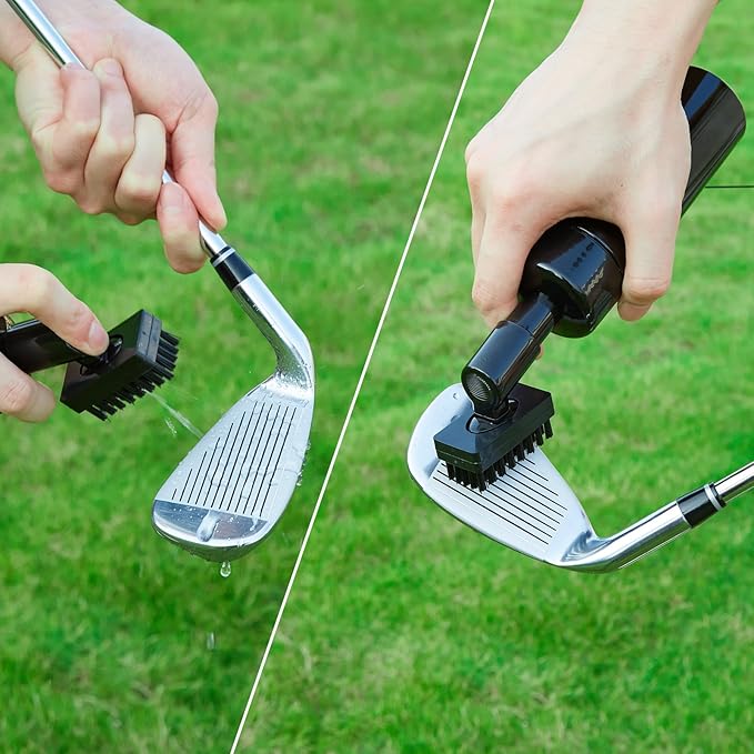 welspo Golf Club Cleaner with Water-Retractable Clip Holds 5oz of Water, Golf Towel, Essentials Golf Accessories Kit with Golf Groove Sharpener Tool, Divot Repair Tool with Ball Marker for Men/Women