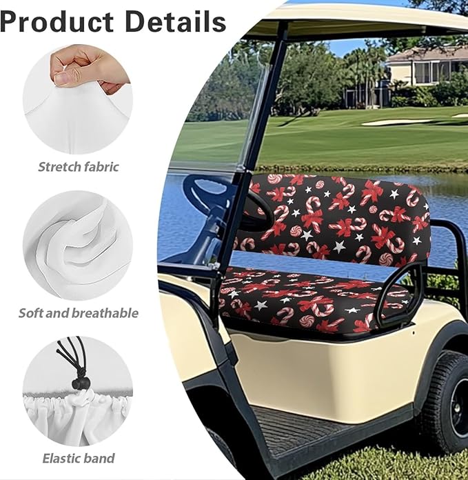 Golf Cart Seat Covers, Universal Fit & Nonskid Bottom Fits for Club Car 2 Person Seats Golf Carts
