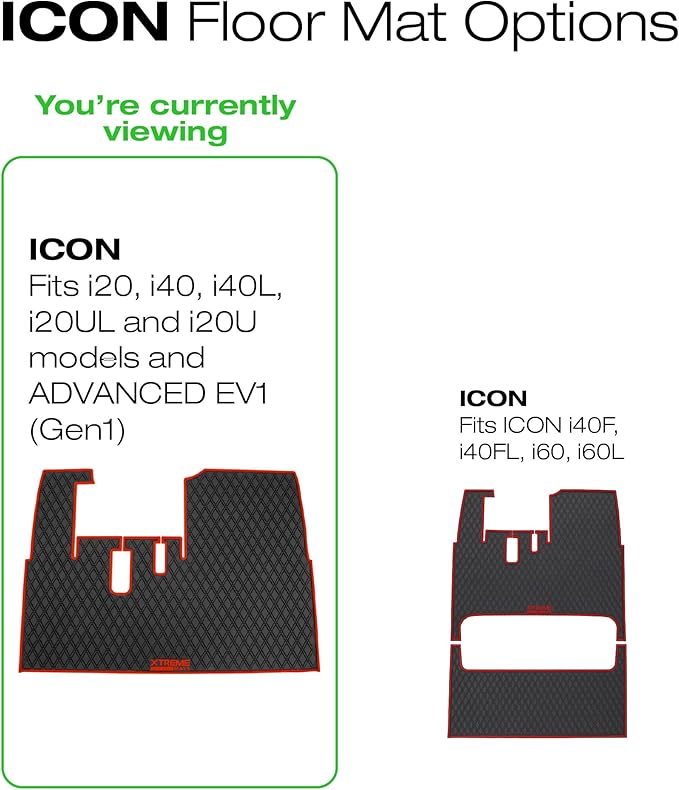 Xtreme Mats ICON Compatible, Full Coverage Golf Cart Floor Liner - Compatible with ICON Golf Carts (i20, i40) and Advanced EV (Gen1) - Blue Trim