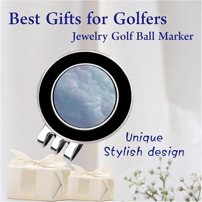 Golf Ball Marker Hat Clip with Pearl Ball Marker, Golf Gifts, Golf Accessories, Golf Ball Markers for Women