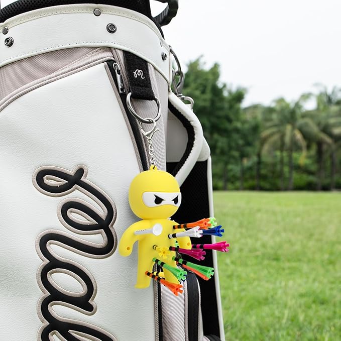 Golf Tee Holder, Ninja Portable Funny Golf Tees Holder Keychain Golf Gift Golf Accessories for Men & Women
