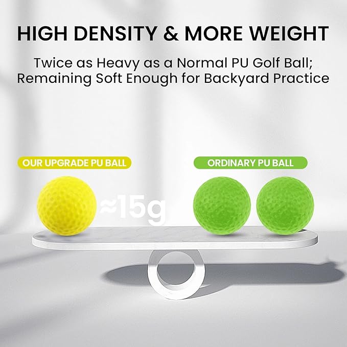 FINGER TEN Golf Practice Balls More Weight Real Ball Travel Value 12/24 Pack, 1/3 Distance of Regulation Golf Ball for Backyard Garden School, Ture Flight Feel Indoor Outdoor Use