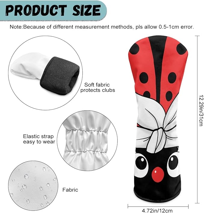 Golf Club Head Covers for Club Protective, Waterproof PU Leather Driver Fairway Wood Hybrid Head Cover