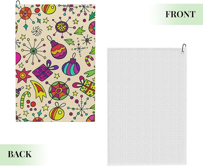 Flower Golf Towel Waffle Microfiber with Hook Detachable Clip 24x16in