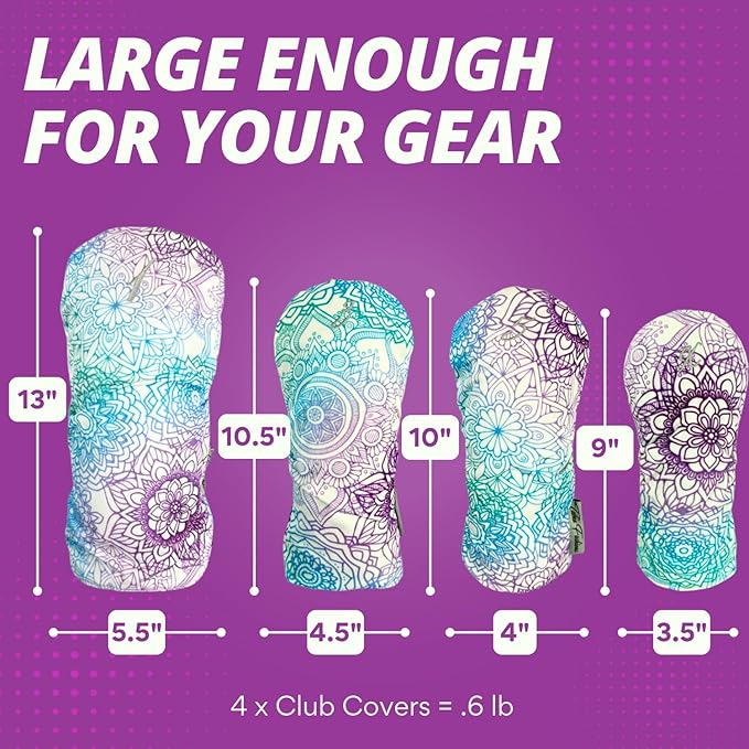 Taboo Fashions Resort Collection Golf Club Covers for Women - Numbered Golf Headcovers Set for Driver, Fairway and Hybrid Clubs - Weather Resistant, Pack of 4