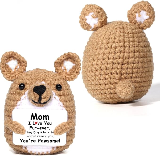 AICase Funny Dog Gifts for Mom from Daughter Son, Mothers Day Birthday I Love You Handmade Crochet Christmas Cute Small Things Stuff Presents for Women Corgi Lovers Easter Mama Mother in Law