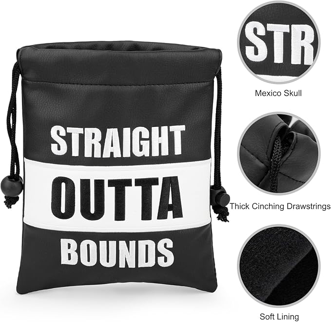 Golf Valuables Pouch, Leather Golf Tee Pouch with Drawstring Closure Golf Ball Handbag Portable Ball Pouch Golf Accessories for Men Women