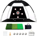 Golf Net 10x7ft, Golf Practice Net for Backyard with 5 Target Holes & Bullseye All-in-One Golf Hitting Net Kit with 3-Turf Mat for Indoor/Outdoor Swing & Chipping Training