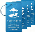 4 Pack Personalized Luggage Tags, Custom Engraved Aluminum Luggage Tags with Your Personalized Text, Waterproof Metal Name Tags with Steel Loop for Bags, Suitcase, Baggage, Backpack (Blue, Large)