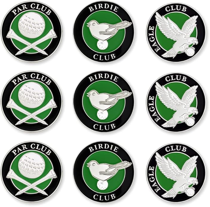PinMart’s Mix Bundle Pack of 9 Golf Ball Markers - Golf Accessories for Men and Women – United States Eagle and American Flag Magnetic Ball Markers Set of 9