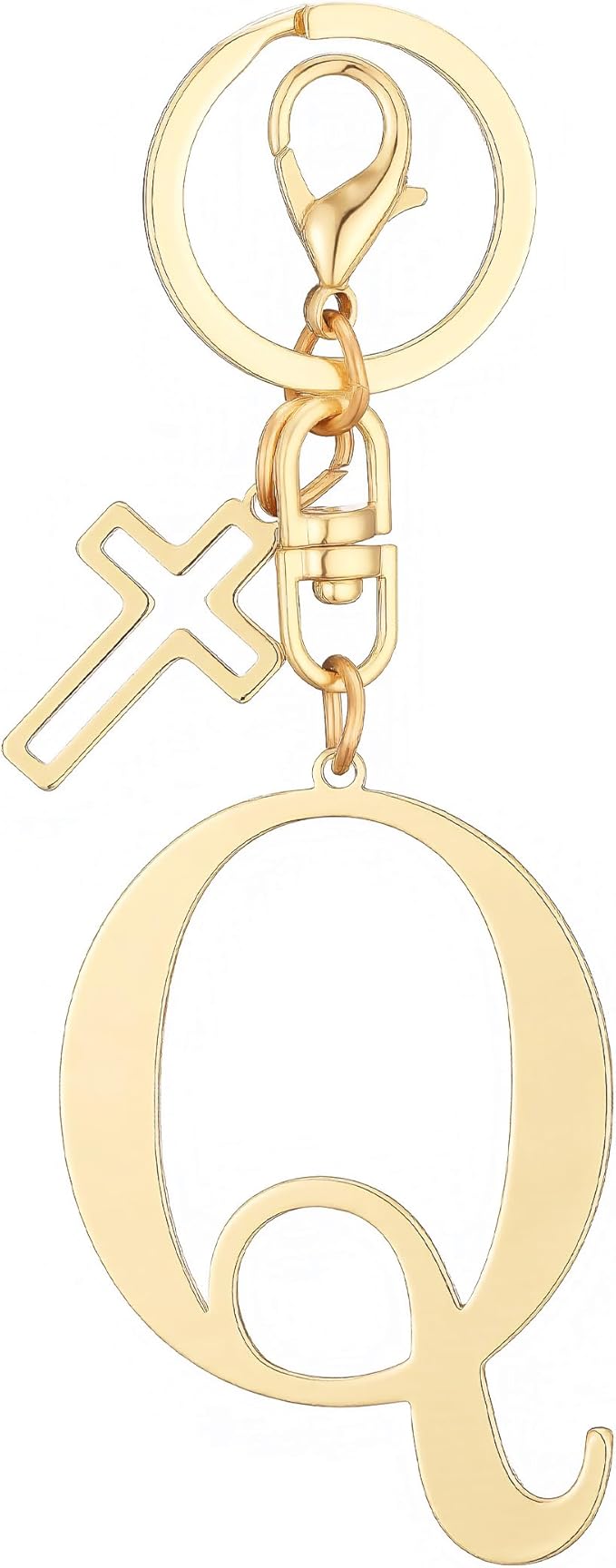Gold Initial Keychain for Women A-Z Letter Cross Keychains Alphabet Key Chain bag Accessories Gift for Christian