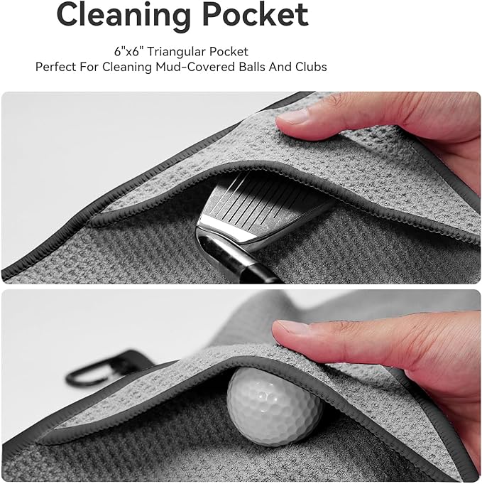 Magnetic Golf Towel with Clip and Cleaning Pocket -Ideal for Male Golfers, perftct Gifts for Men-Magnetic Golf to Golf Accessories for Bags, Carts or Clubs 24"*16"