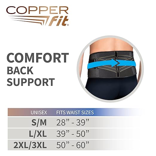 Copper Fit Advanced Back Pro Back Support, Black with Copper Trim, Small/Medium (CFBACK)