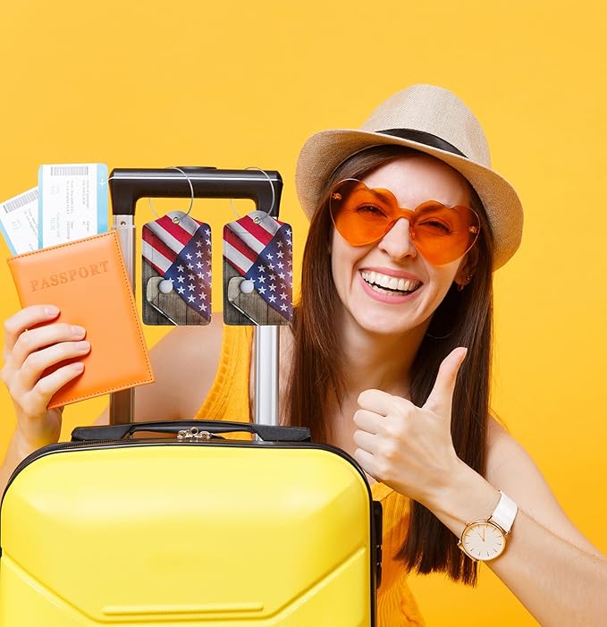TSA Approved Luggage Tags for Suitcases Golf Flag 2 Pack Funny Leather Carnival Cruise Airport Cute Travel Name Tags Golf Bag tag Ships Essentials Privacy Cover ID Label for Women Men