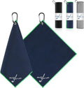 3 Pack Golf Towel(16" X 16"), Top-Tier Microfiber Super Absorbent Golf Towels for Golf Bags, Premium Waffle-Pattern Embroidered with Carabiner Clip, Golf Accessories (3 Classic Colours)
