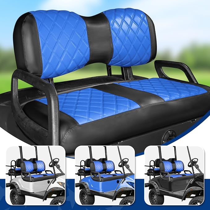 NOKINS 4PCS Golf Cart Diamond Seat Covers Kit,Front and Rear Seat Covers Fits for EZGO/Club Car/Yamaha Original Regular Seat Cushion, No Stapler