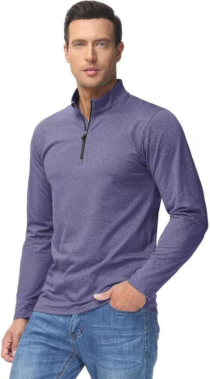 Boladeci Men's Quarter Zip Pullover Premium Fleece Lined Heather Long Sleeve Golf Shirts Midweight 1/4 Half Zip Sweatshirts