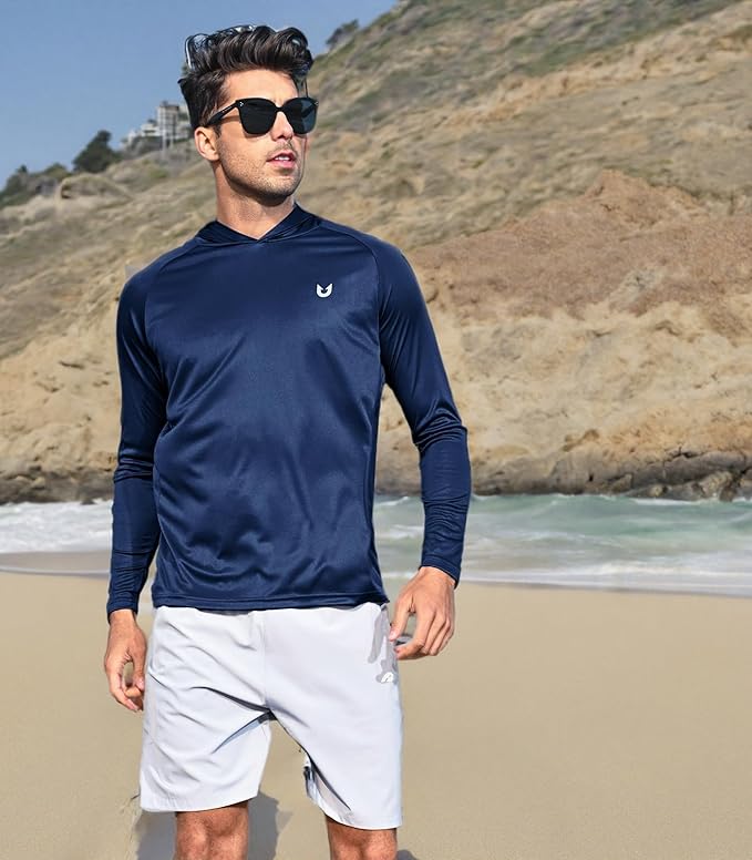 NORTHYARD Men's UPF 50+ Hoodie Shirts Long Sleeve Sun Protection Fishing Swim Beach UV SPF Rash Guard Quick Dry Lightweight