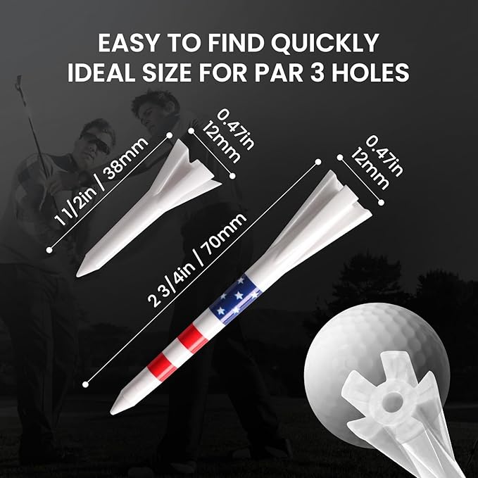 FINGER TEN Unbreakable Golf Tees Plastic 80 3 1/4" or 2 3/4" Driver Tees with 20 1 1/2" Iron Tees Assorted Pack, Low Resistance & Consistent Height Long Short Tees with Bright Colors