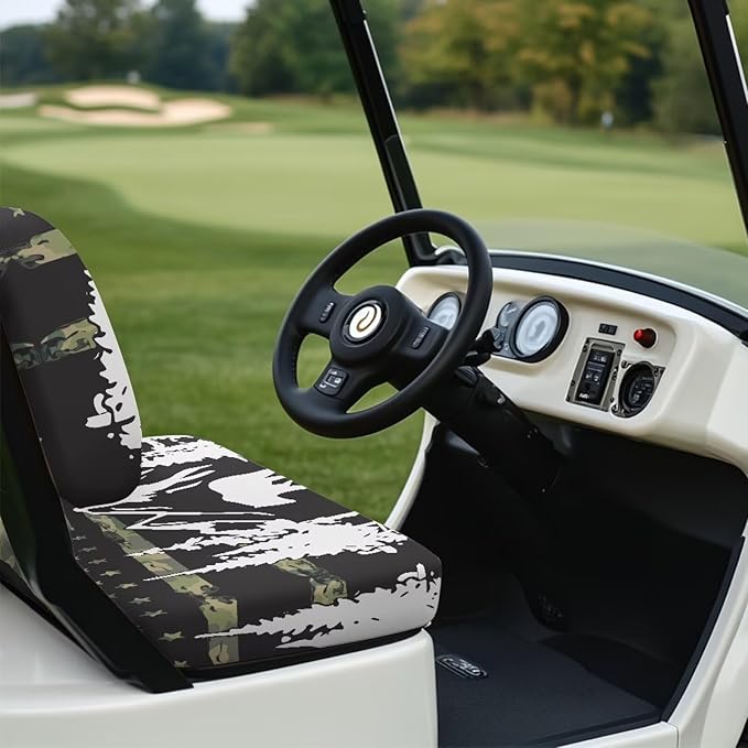 Golf Cart Seat Covers, Universal Fit & Nonskid Bottom Fits for Club Car 2 Person Seats Golf Carts