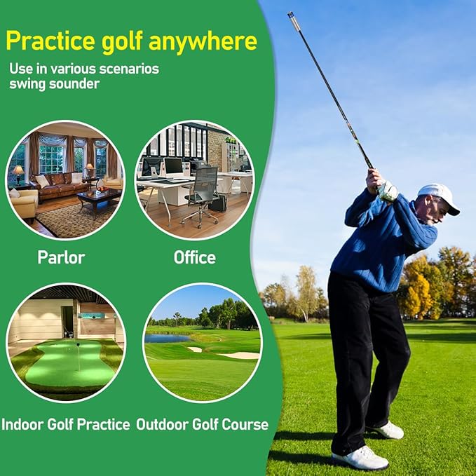 Golf Swing Trainer Aid for Indoor Practice Speed Training, Warm up Stick Improved Rhythm, Grip, Flexibility, Balance, Tempo and Strength with 2 Adjustable Weights