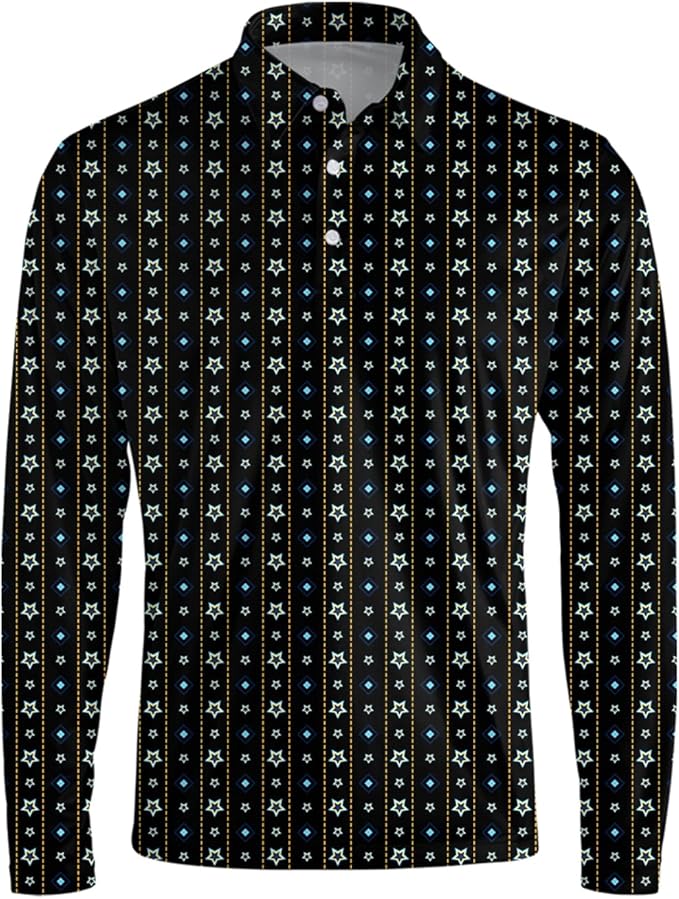 Men's Long Sleeve Golf Shirt Quick Dry 3 Button Work Fishing Outdoor Casual Collar Shirt