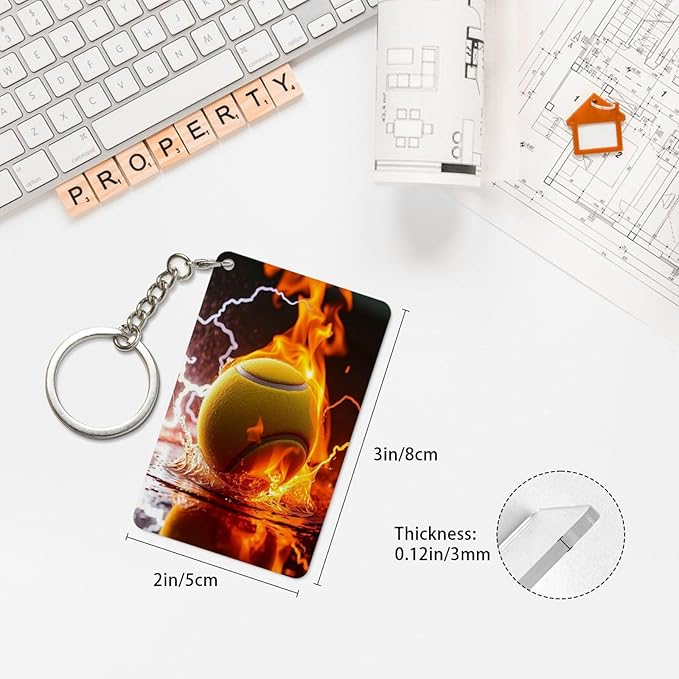 Keychain - Rectangular Acrylic Keychain Daily Key Ring Car Key Fob Holder 2X3 Inch