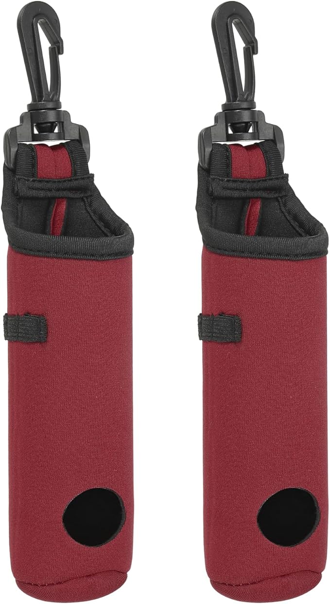 PATIKIL Golf Ball Carry Bag, 2 Pcs Golf Tee Holder Pouch Portable Neoprene Golf Ball Holder with Clip for Men and Women Storage Gifts, Burgundy