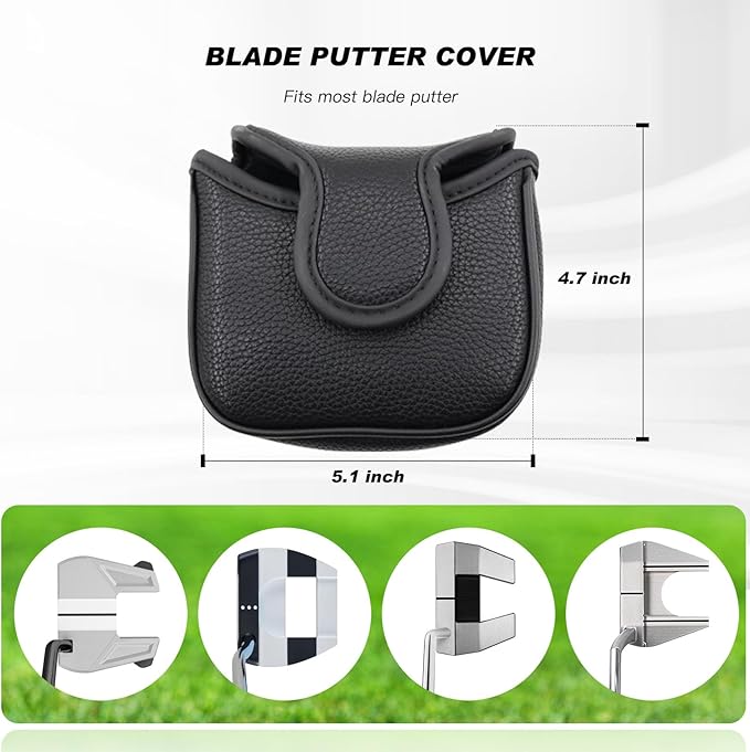 Golf Club Covers,4pcs or 1pc Golf Headcovers for Woods and Driver Fairway Hybrids Women Men - Premium PU Leather with Interchangeable Tags & Magnetic Blade and Mallet Putter Covers