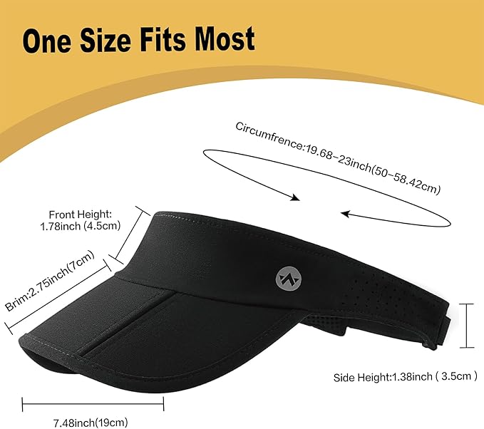 WANDER Sports Sun Visor Hats Adjustable Running Golf Tennis Mesh Folding Cap for Women Men