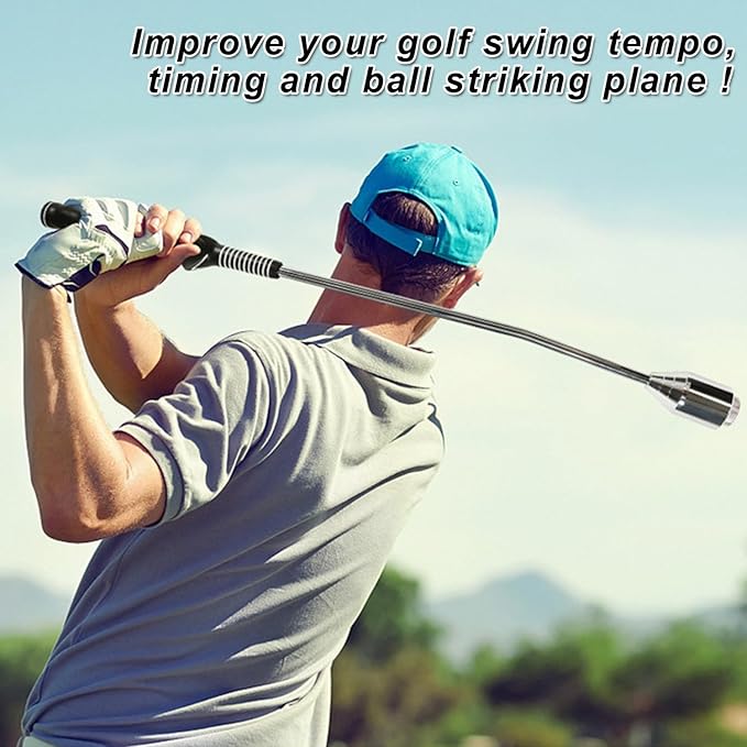 Golf Grip Swing Training Aid - Retractable Click Club Trainer Indoor Practice Warm Up Stick Flexible Telescopic Short Club Tempo Sound Release Trainer Devices