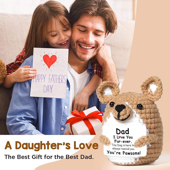 AICase Funny Dog Gifts for Dad from Daughter Son, Fathers Day Birthday I Love You Handmade Crochet Christmas Easter Cute Gag Small things Stuff Presents Dog Dad Gifts for Men Corgi Lovers Papa