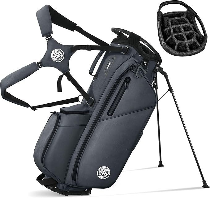 Golf Stand Bag 14 Way, Lightweight Golf Bags for Men Women with Stand, Padded Ergonomic Double Strap, Full Length Dividers, Multiple Pockets, Rain Hood