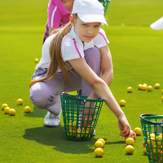 YARNOW Golf Ball Basket with Handle Nylon Golf Ball Container Golf Ball Bin (Green, Golf Balls are Excluded)