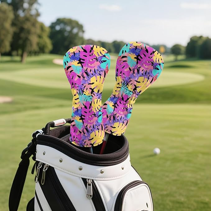 Golf Club Head Covers for Club Protective, Waterproof PU Leather Driver Fairway Wood Hybrid Head Cover
