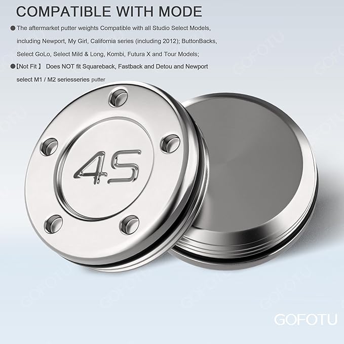 Golf 2pcs. 5g/10g/15g/20g/25g/30g/35g/40g/45g Choice Weight Golf Custom Putter Screws Weights Compatible with Titleist Scotty Cameron Golf Club Heads Putters Newport