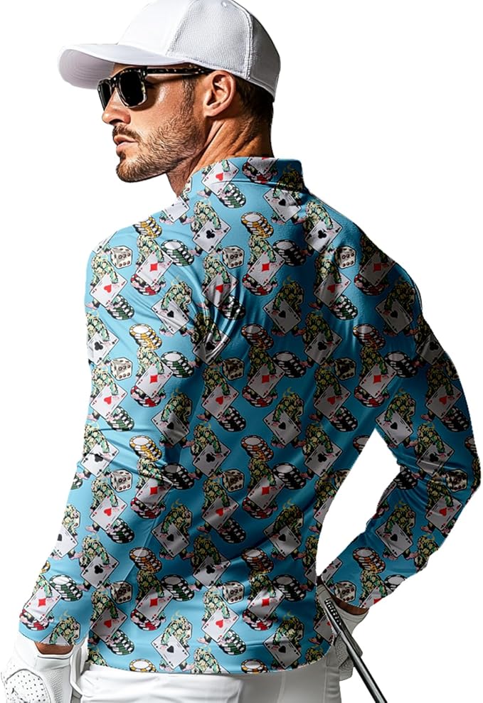 Men's Long Sleeve Golf Shirt Quick Dry 3 Button Work Fishing Outdoor Casual Collar Shirt