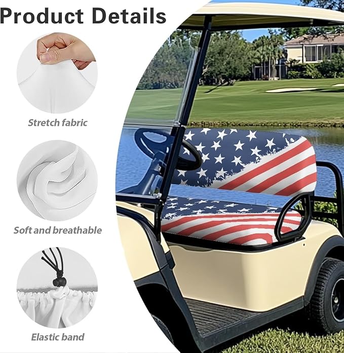 Golf Cart Seat Covers, Universal Fit & Nonskid Bottom Fits for Club Car 2 Person Seats Golf Carts