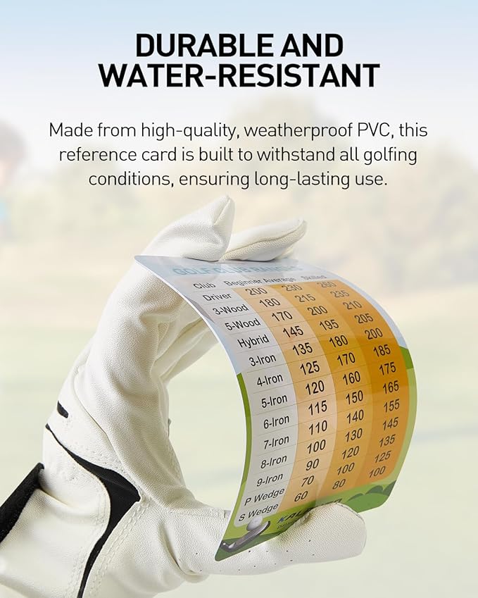 Golf Club Distance and Rules Card: Golf Club Bag Accessories - Golf Yardage Card for Men and Women Golf Club Range Chart Card Personalized Design Beginners Essentials Tool
