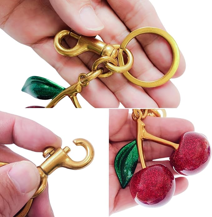 Cherry Bag Charm Purse Handbag Charm Cherry Car Accessories KeyChain Gift for Women Mothers Day Christmas Valentine