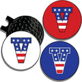 Wolf Golf Towels Golf Ball Marker Hat Clip | USA Monogram | 1 Magnetic Clip + 3 Ball Markers | Patriotic Golf Accessories for Men & Women