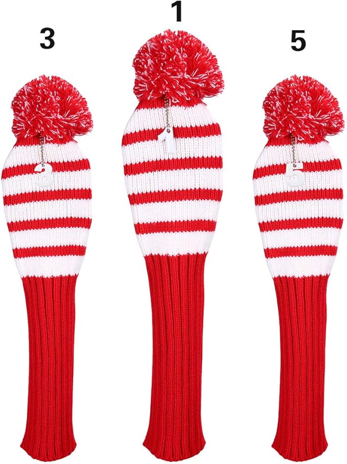Golf Head Covers for Driver Woods Fairway Hybrids, Long Neck Golf Club Headcovers Set with Number Tags 1 3 5（3pcs）