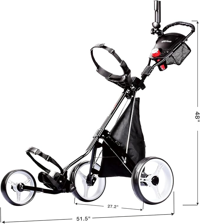 PRECISE Cruiser 3-Wheel Golf Push Cart with Stabilizer Rods & Foot Brake – Lightweight Folding Golf Trolley with Ergonomic Handle, Detachable Storage Bag & Scorecard Holder
