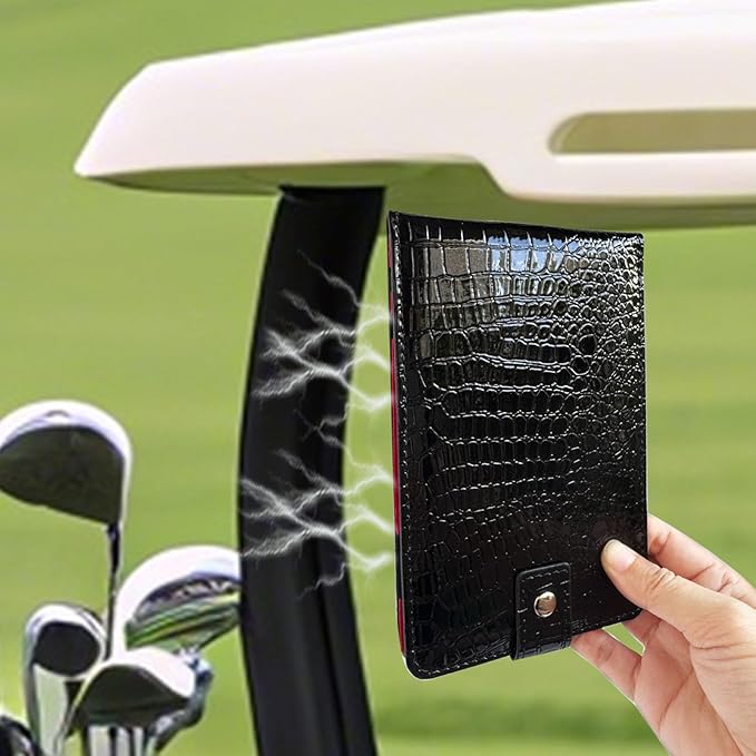 Magnetic Golf Scorecard Holder 3 in 1 - The Ultimate Golf Gift for Men, Magnetic Leather Yardage Book Cover with Secure Back Pocket Fit