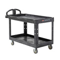 Rubbermaid Commercial Products BRUTE Heavy Duty 2-Shelf Utility/Service Cart, Medium, Lipped Shelves, Ergonomic Handle, 750 lb Capacity, Black, for Warehouse/Garage/Cleaning/Office