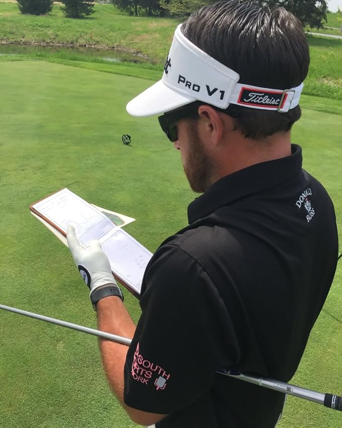 Go To Caddie (DIY) Yardage Book with Stencil – Golf Journal & Log Book – Used by Professionals, Amateurs & Juniors – Golf Notebook Back Pocket, Draw Fairways, Track Stats & Improve Course Management