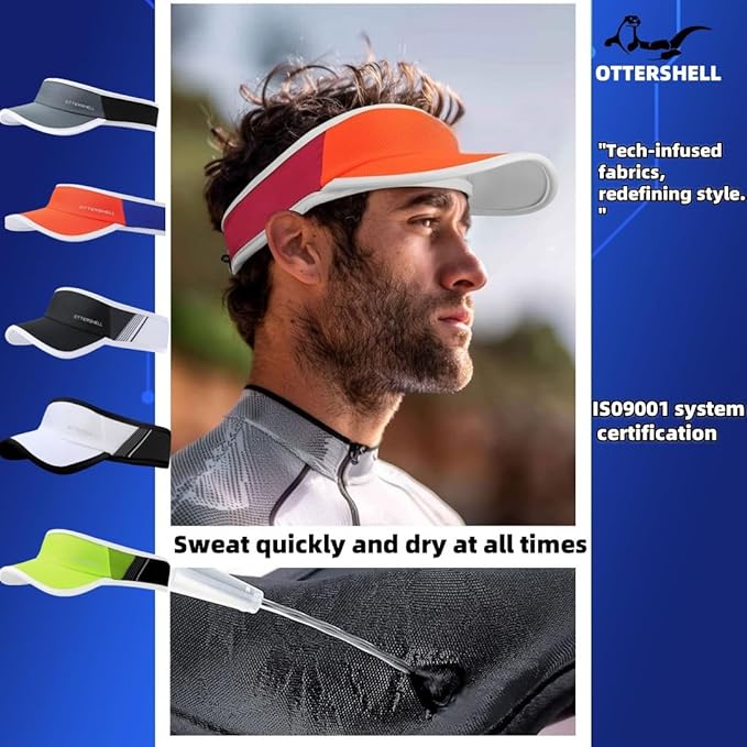 Cooling Sports Sun Visor Hat for Men & Women，Lightweight, Stretchy Packable Running Visor-for Golf, Tennis, Hiking