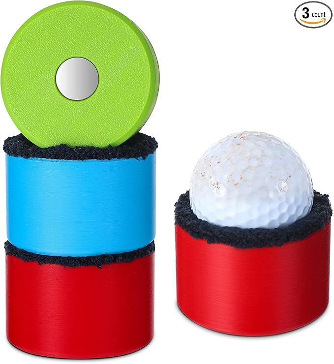 Zhehao 3 Pack Magnetic Golf Ball Washer 3D Printed Golf Ball Cleaner Portable Sport Cleaning Tools Magnetic Back Easy Mount on Club, Trolley and Cart for Course, 2.1"