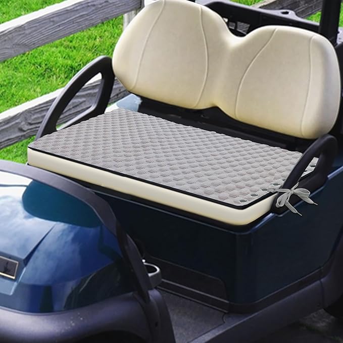 YOKYHOM Golf Cart Seat Covers, Universal Fit Golf Cart Seat Towel Blanket with Adjustable Tie Ropes & Non-Slip Bottom, Padded Design Fits Yamaha/EZGO/Club Car (39"x22", Light Brown)